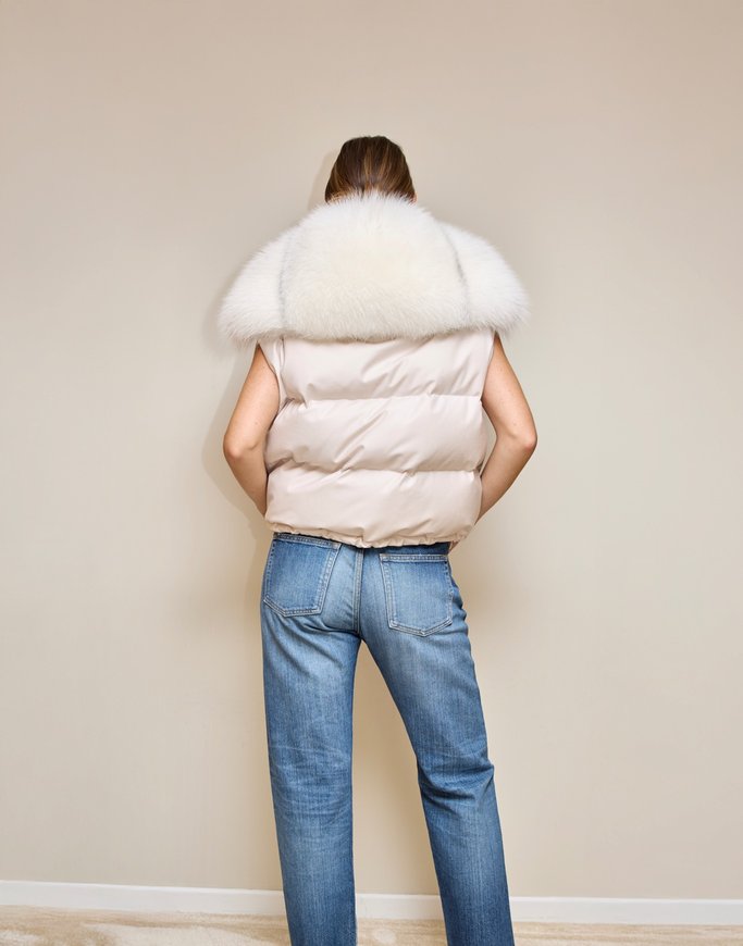 Gilet en flanelle avec col en fourrure de renard