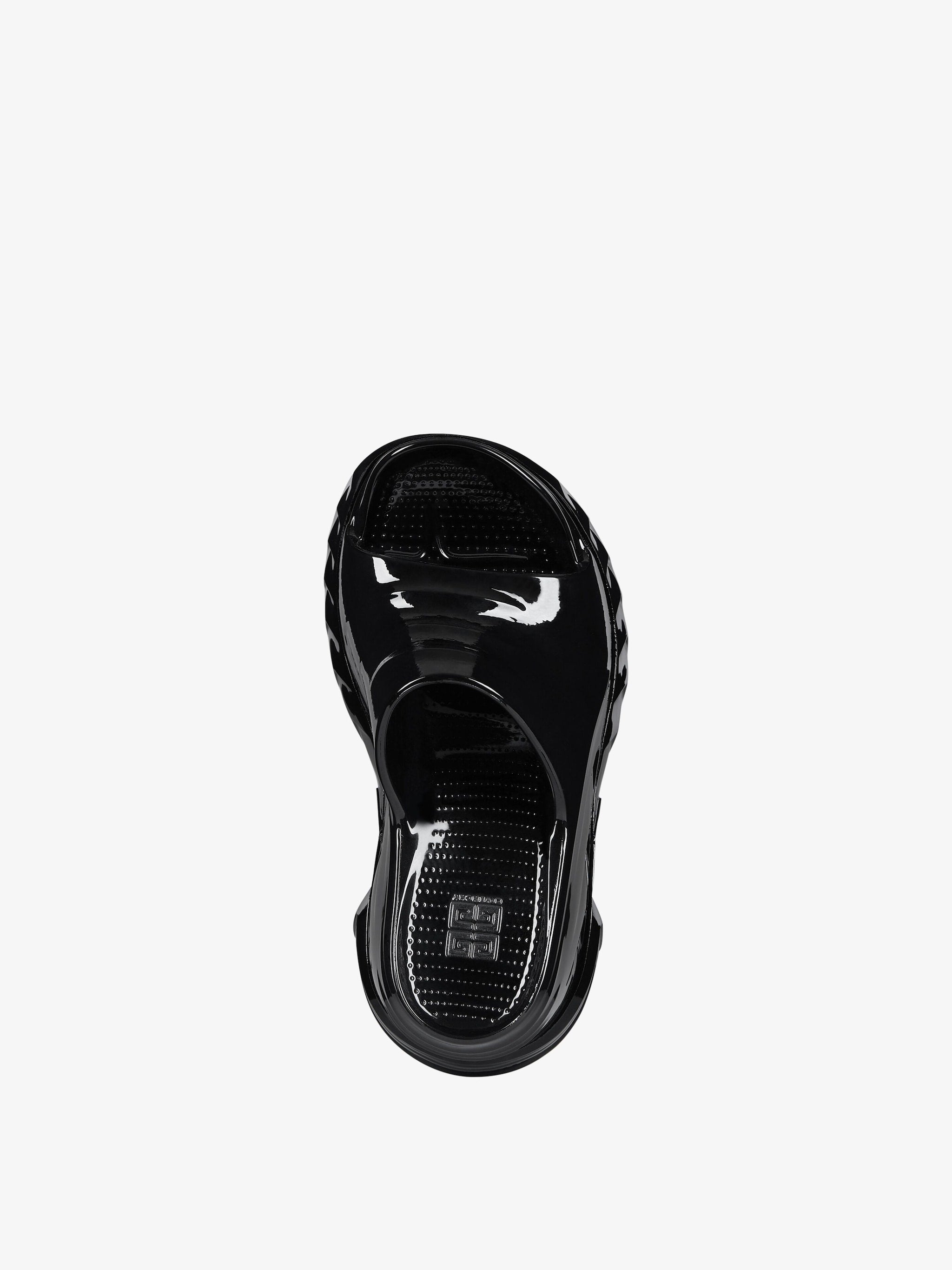 Marshmallow wedge mules in rubber