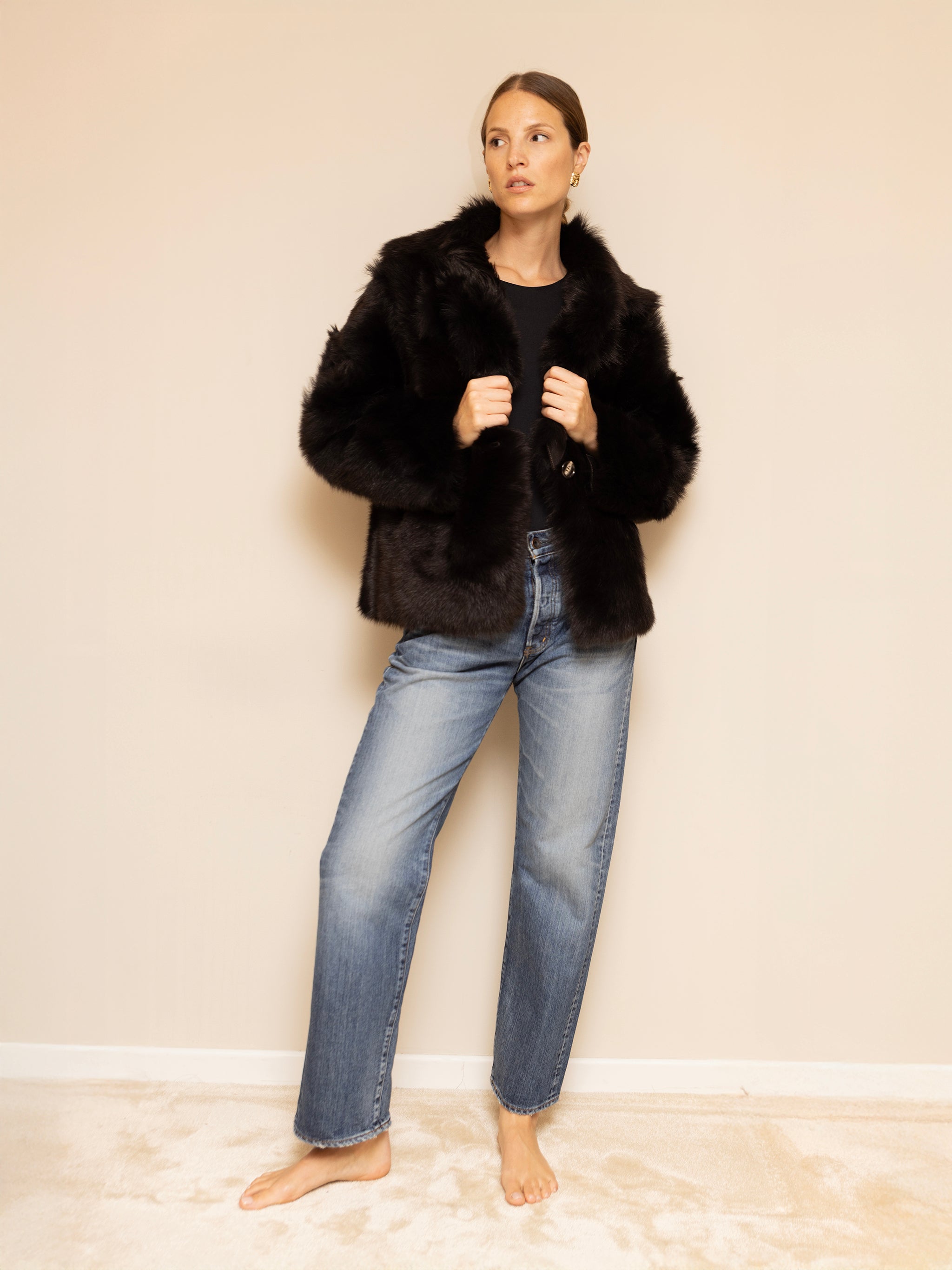 Veste en fourrure d'agneau réversible