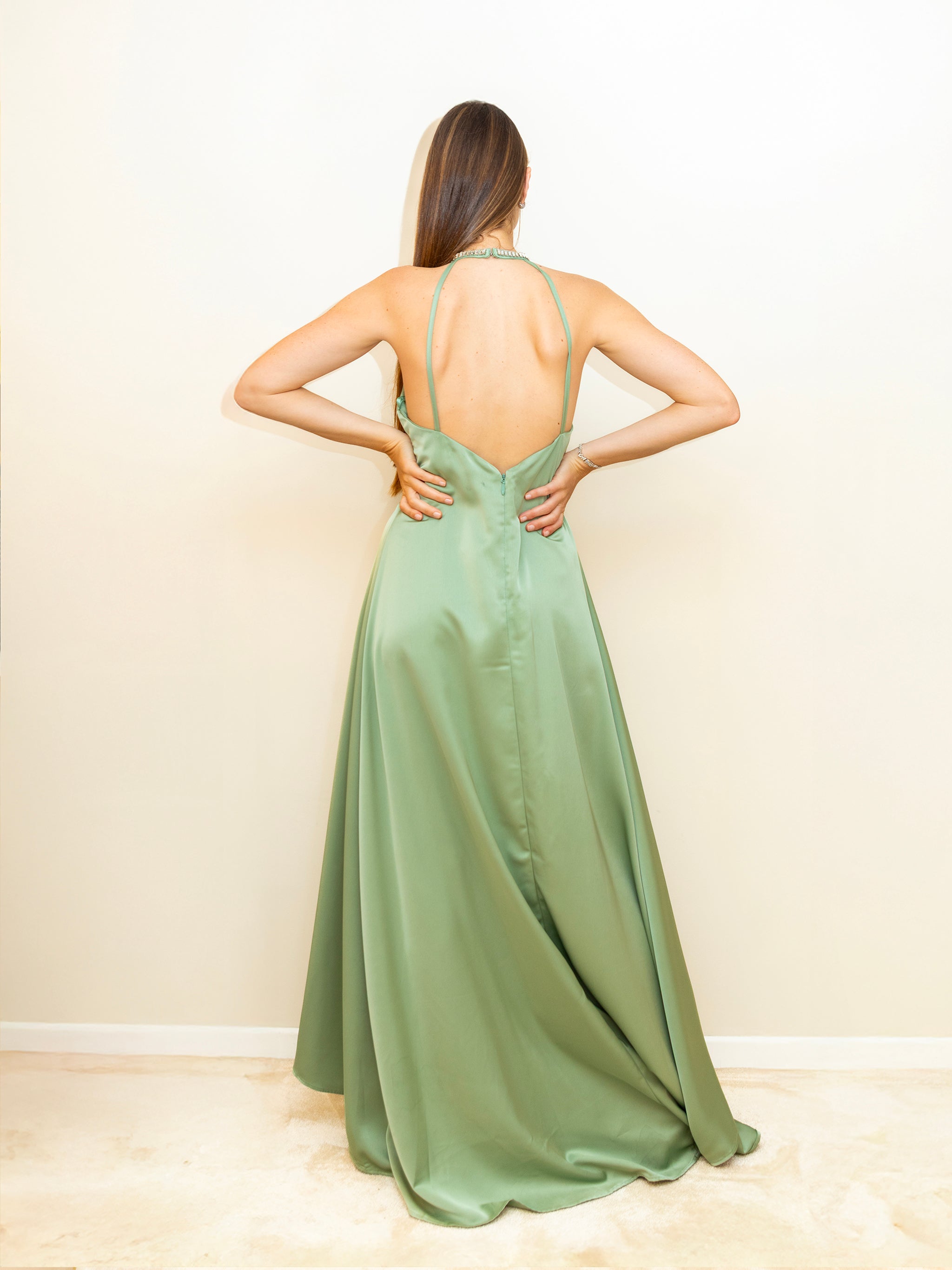 Flowing Sage Green Gown