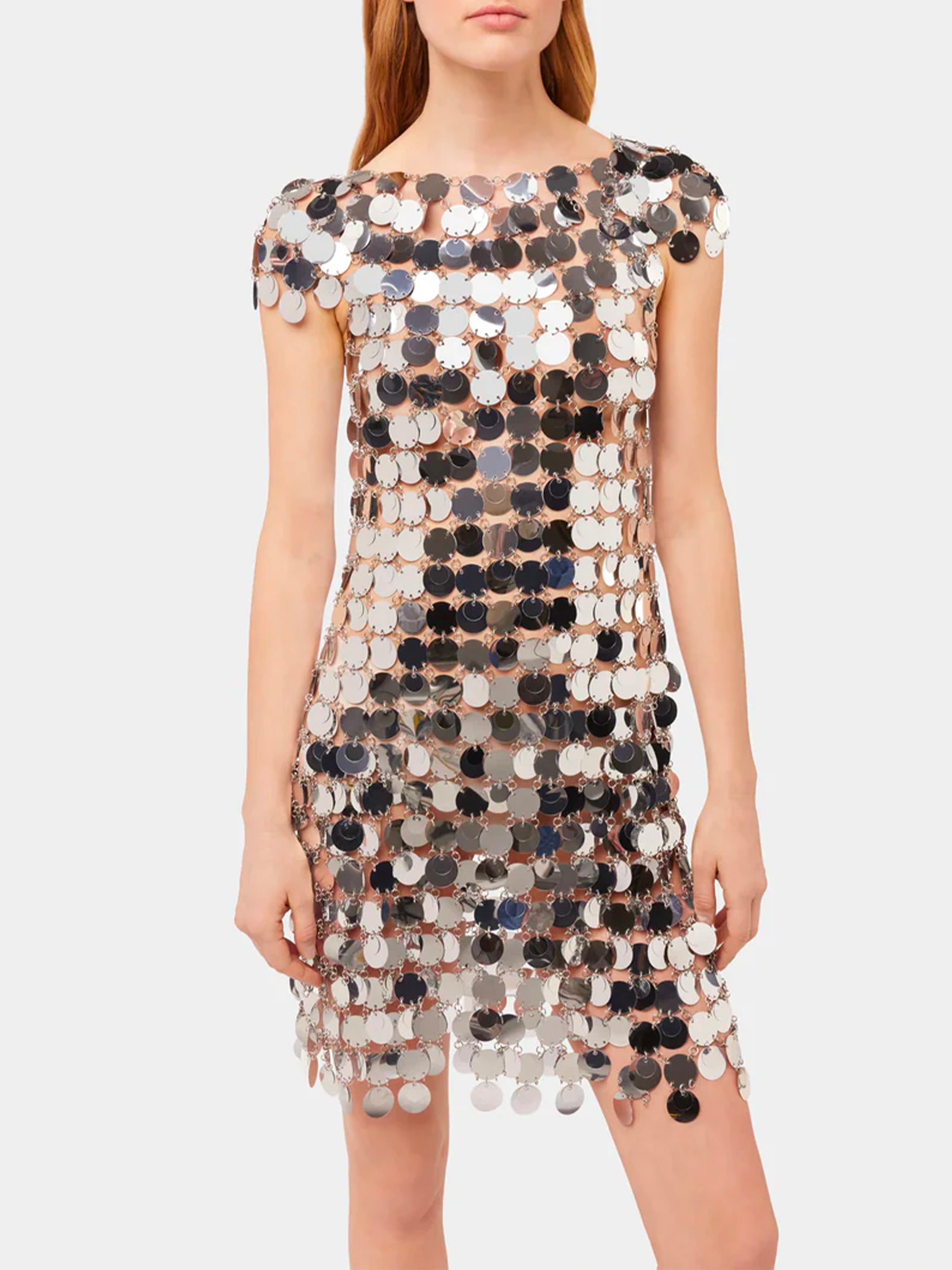Sequin Chain-Disc mini dress