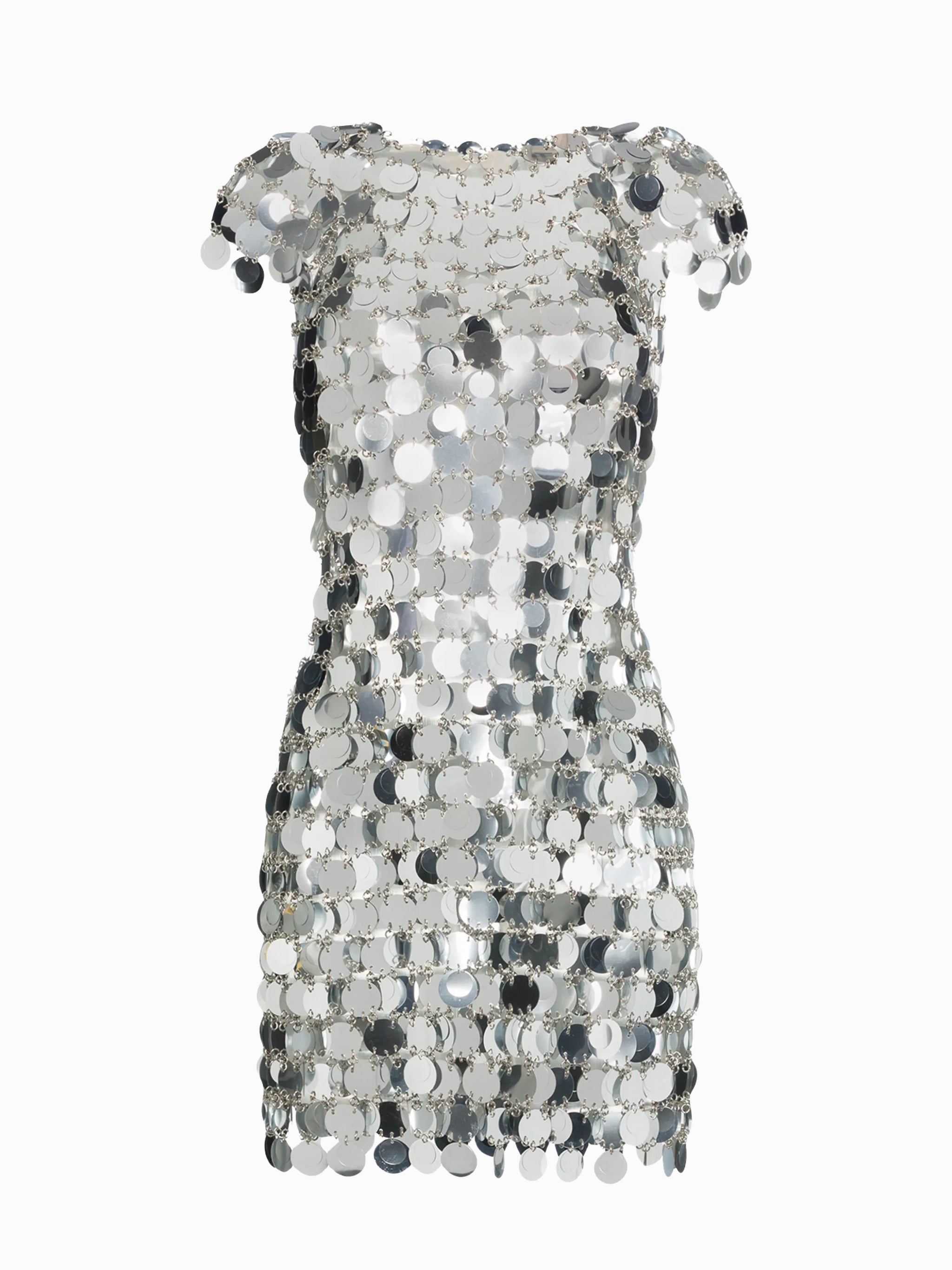 Sequin Chain-Disc mini dress
