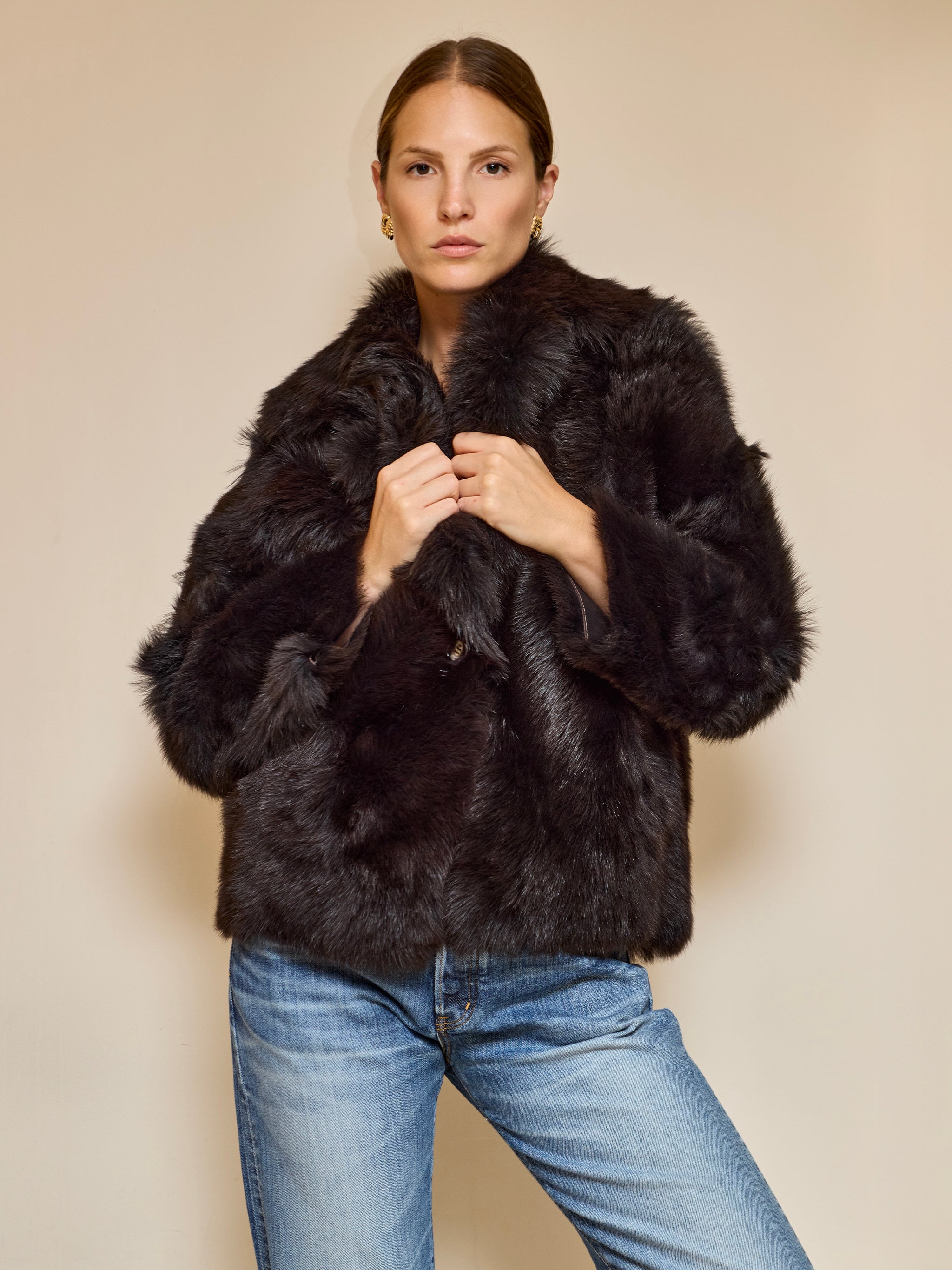 Veste en fourrure d'agneau réversible