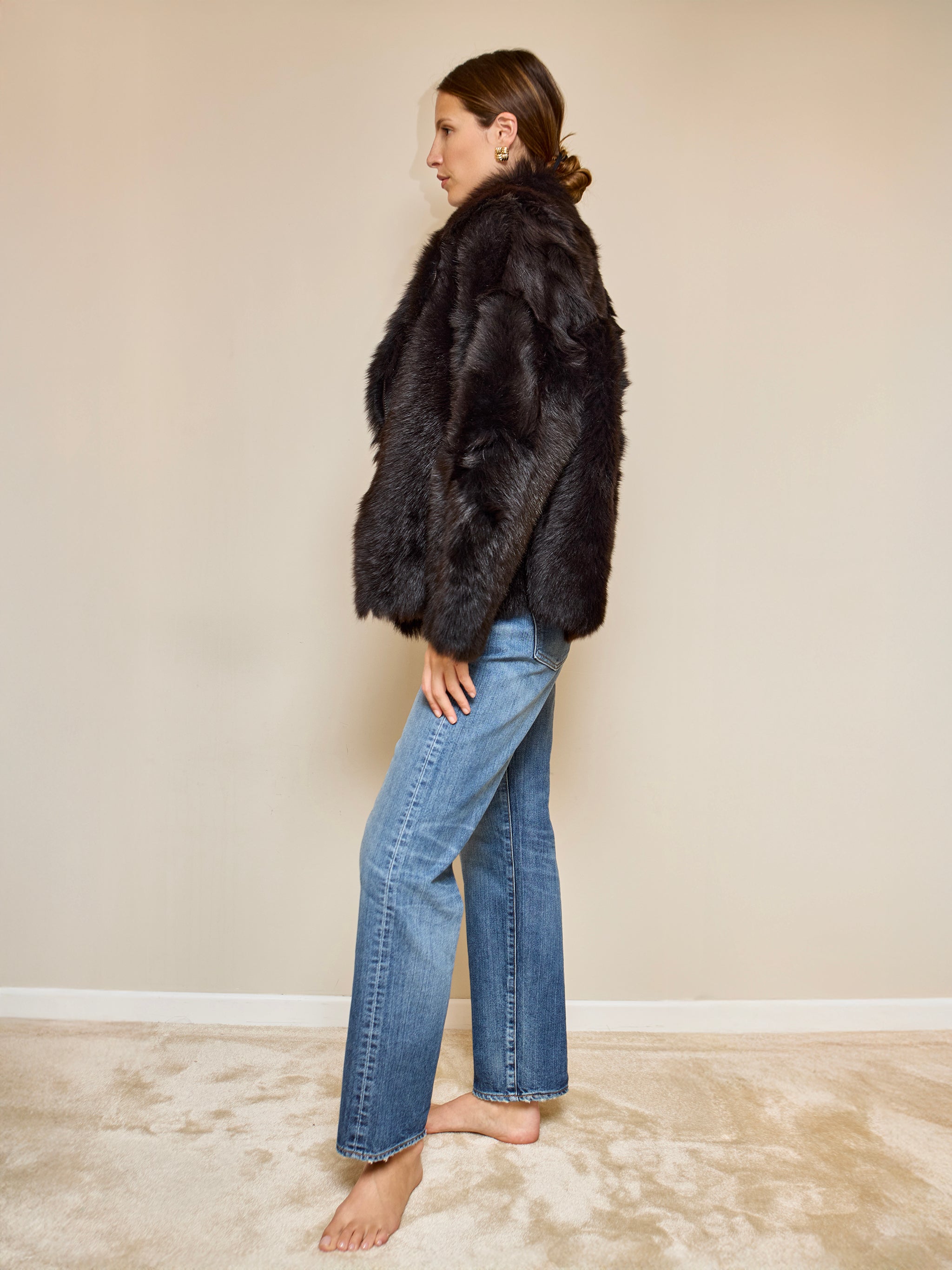 Veste en fourrure d'agneau réversible