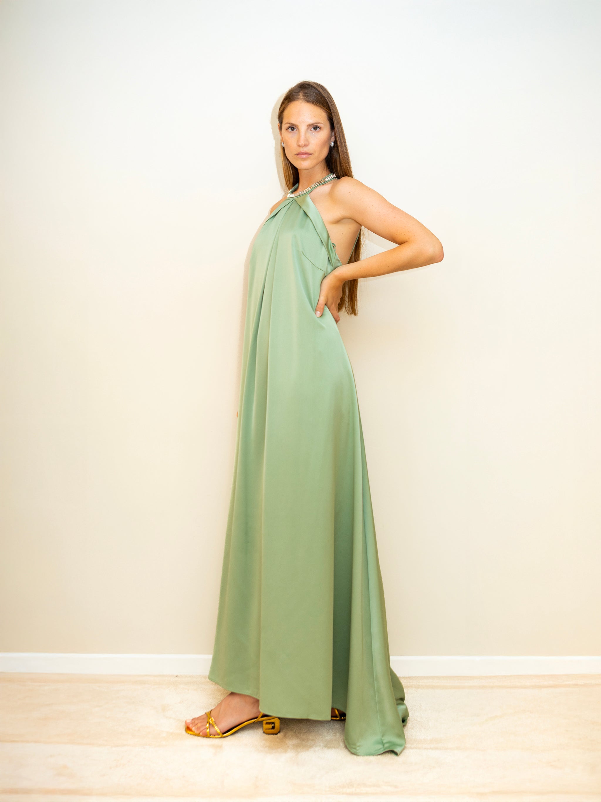 Flowing Sage Green Gown