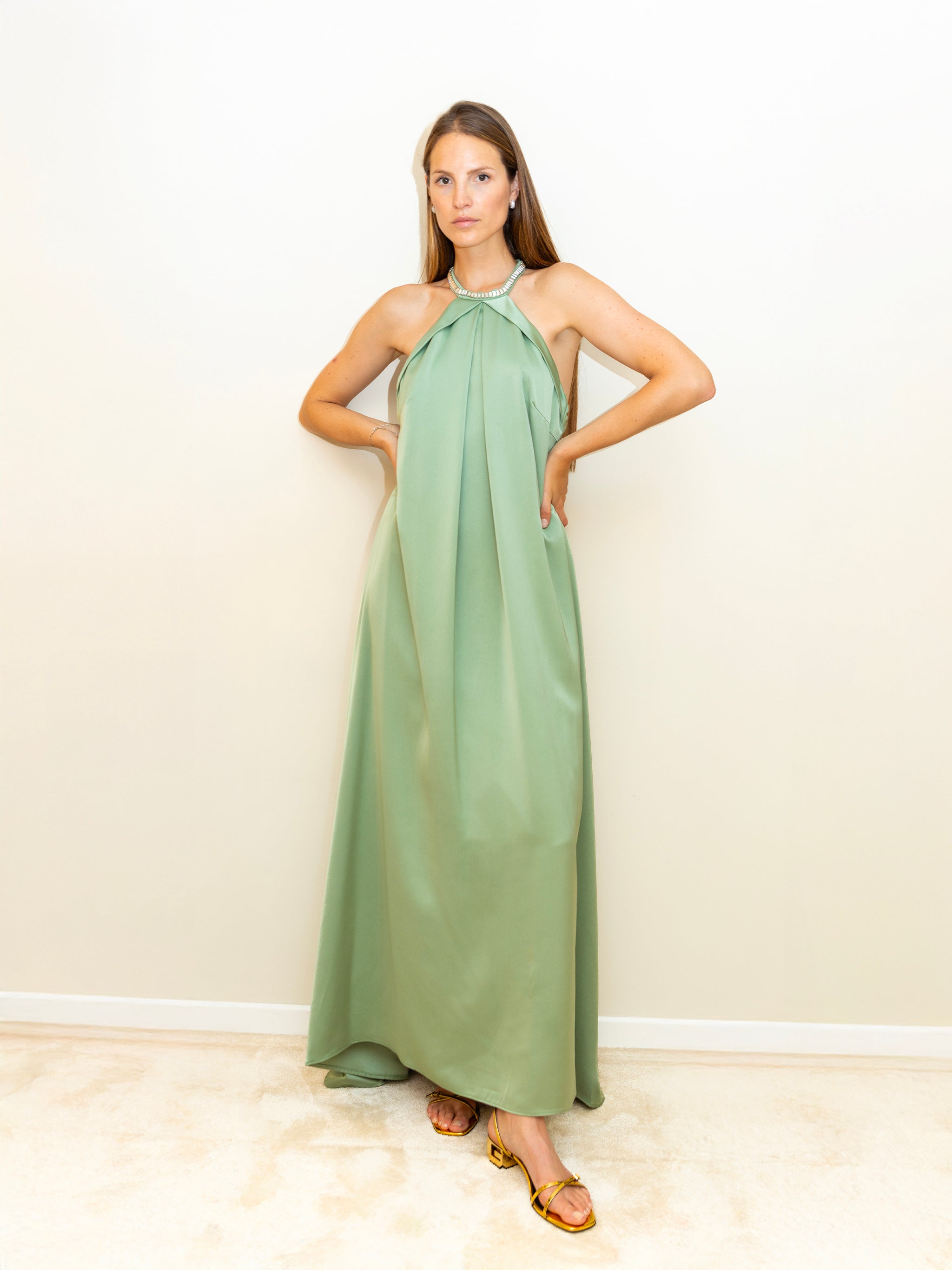 Flowing Sage Green Gown